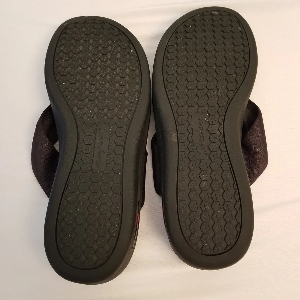 Skechers Arch Fit Black Knotted Fabric Thong Sandals Womens 119247 Size 10